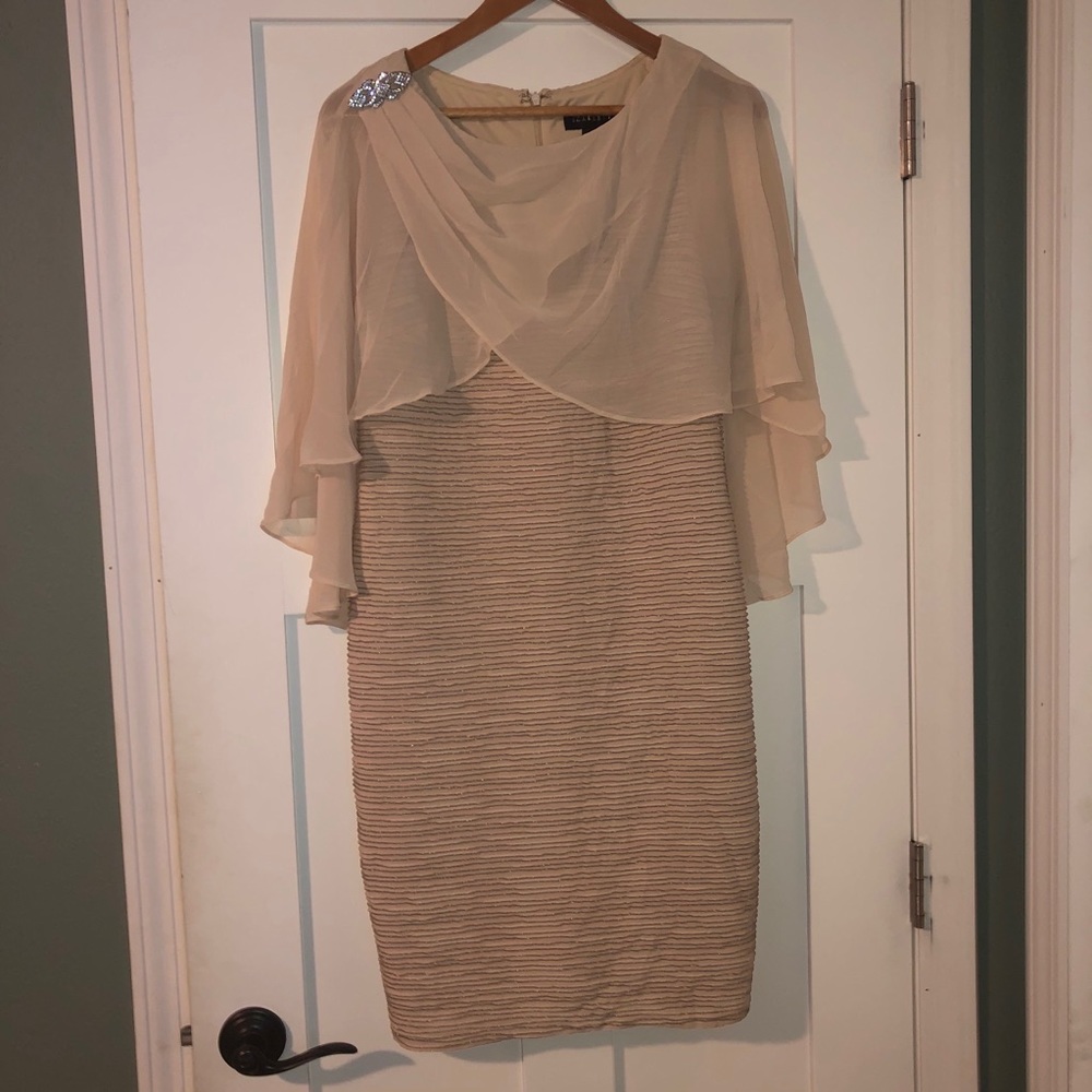 Pale Blush and Silver Stripe Cocktail Dress - 10